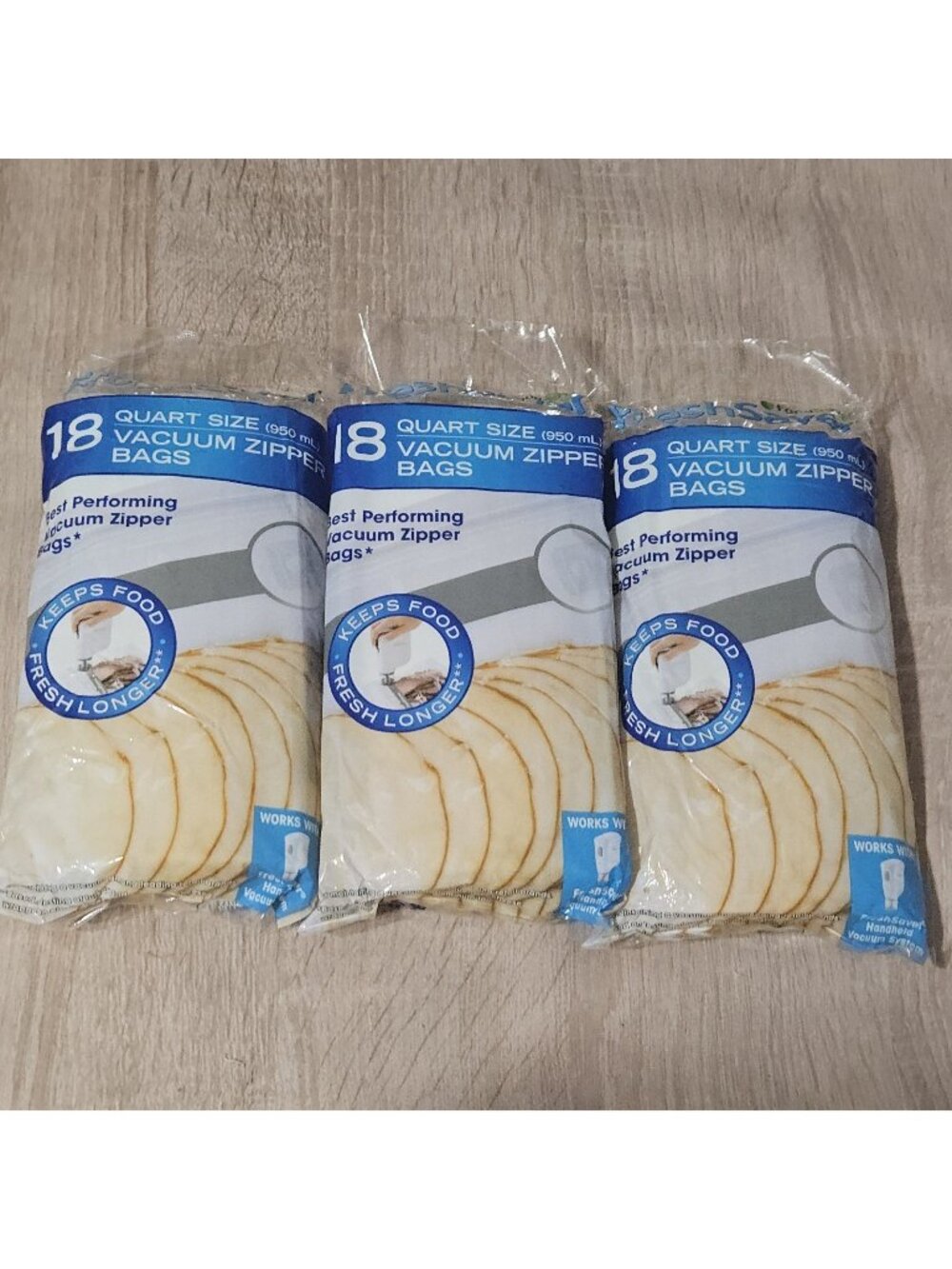 FoodSaver 1 Quart Vacuum Zipper Bags - 3 x 18 ct. Packs, 54 Total Bags New!
